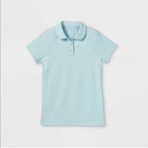 ALL IN MOTION girl’s pale blue athletic button polo style shirt